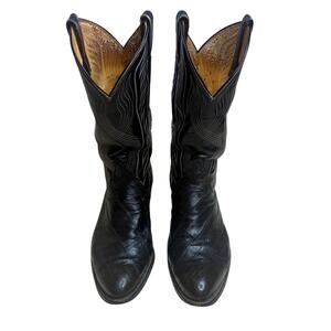 TONY LAMA VTG 8267 Men's 12 D Exotic Eel Skin Leather Western Cowboy Boot Black